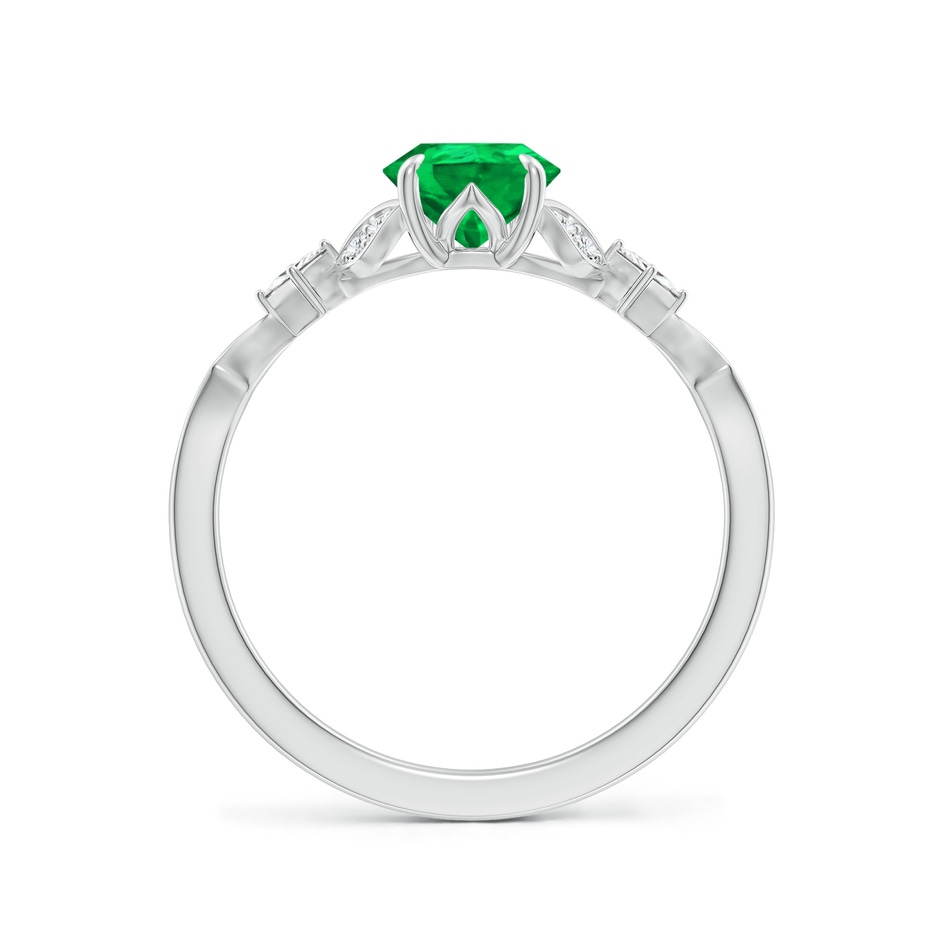 8x6mm AAA Vintage Style Pear Emerald Engagement Ring with Leaf Motifs in White Gold side 199