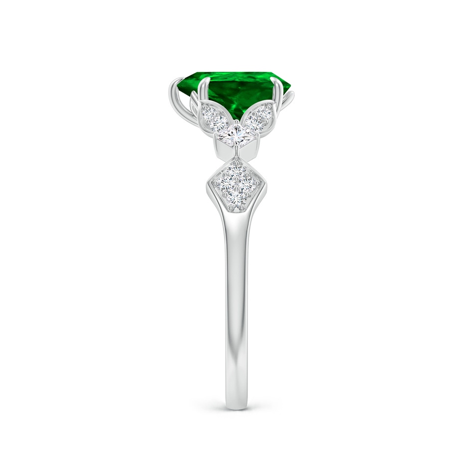 8x6mm AAAA Vintage Style Pear Emerald Engagement Ring with Leaf Motifs in P950 Platinum side 299