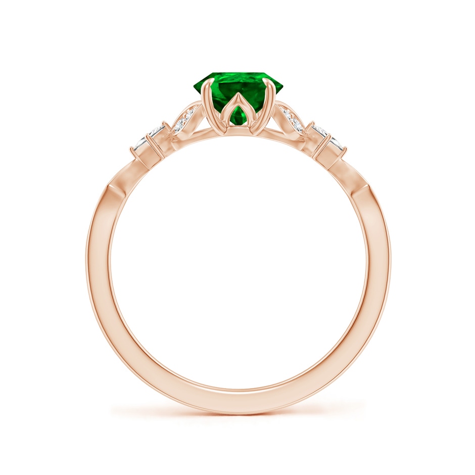 8x6mm AAAA Vintage Style Pear Emerald Engagement Ring with Leaf Motifs in Rose Gold side 199