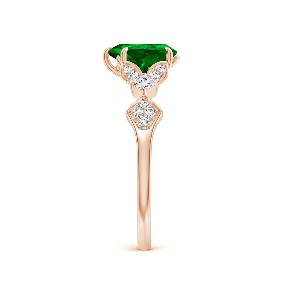 8x6mm AAAA Vintage Style Pear Emerald Engagement Ring with Leaf Motifs in Rose Gold side 299