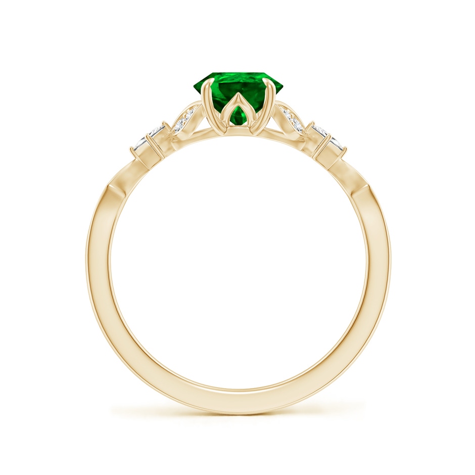 8x6mm AAAA Vintage Style Pear Emerald Engagement Ring with Leaf Motifs in Yellow Gold side 199