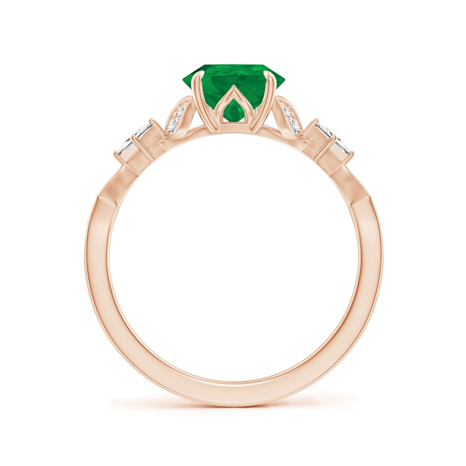 9x7mm AA Vintage Style Pear Emerald Engagement Ring with Leaf Motifs in 18K Rose Gold side 199