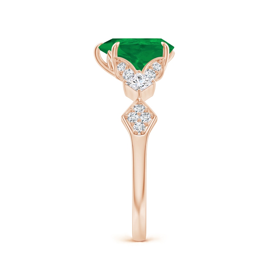 9x7mm AA Vintage Style Pear Emerald Engagement Ring with Leaf Motifs in 18K Rose Gold side 299