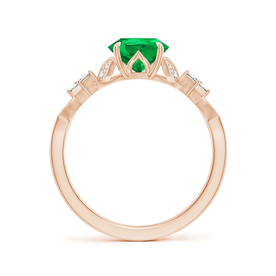 9x7mm AAA Vintage Style Pear Emerald Engagement Ring with Leaf Motifs in 18K Rose Gold side 199