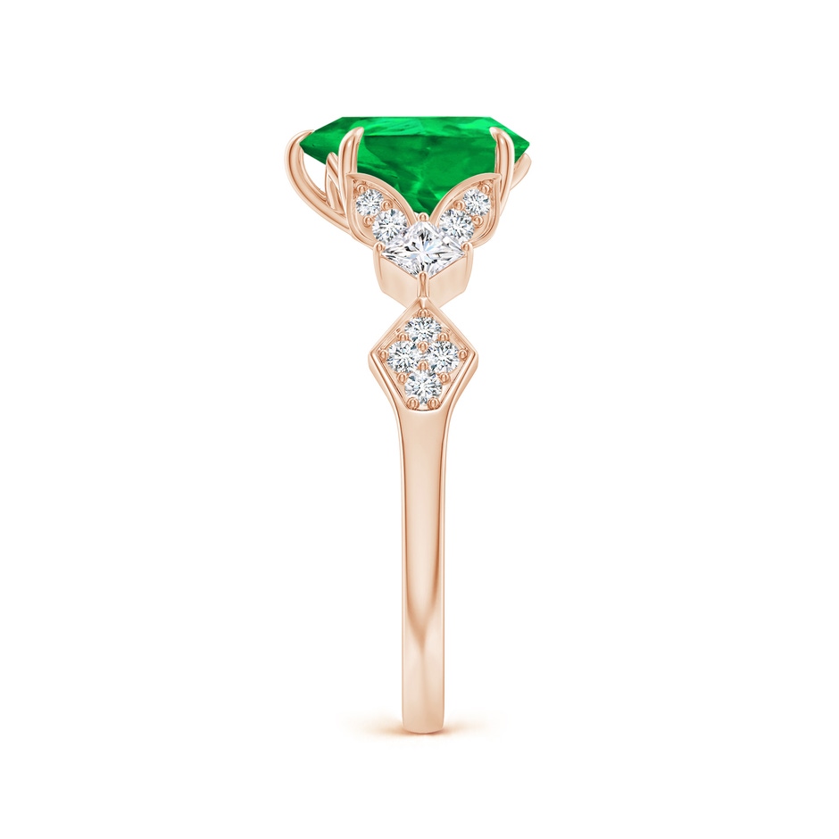 9x7mm AAA Vintage Style Pear Emerald Engagement Ring with Leaf Motifs in 18K Rose Gold side 299