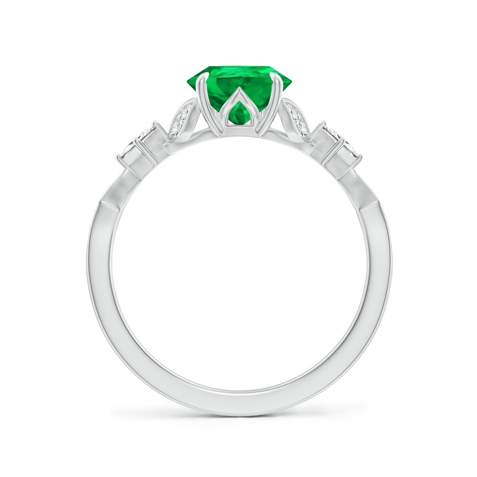 9x7mm AAA Vintage Style Pear Emerald Engagement Ring with Leaf Motifs in P950 Platinum side 199