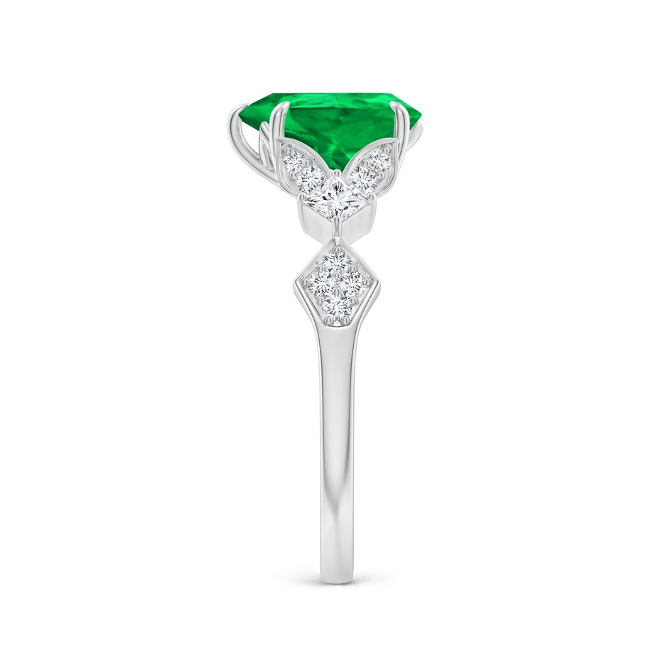 9x7mm AAA Vintage Style Pear Emerald Engagement Ring with Leaf Motifs in P950 Platinum side 299