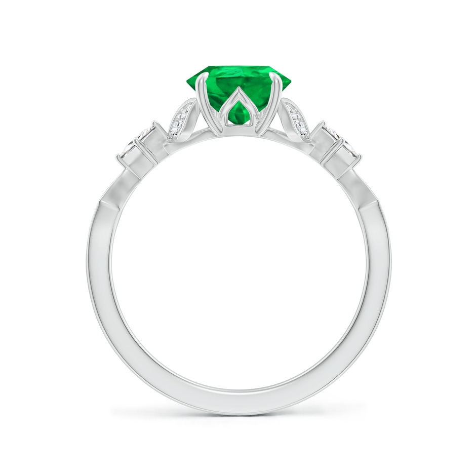 9x7mm AAA Vintage Style Pear Emerald Engagement Ring with Leaf Motifs in White Gold side 199