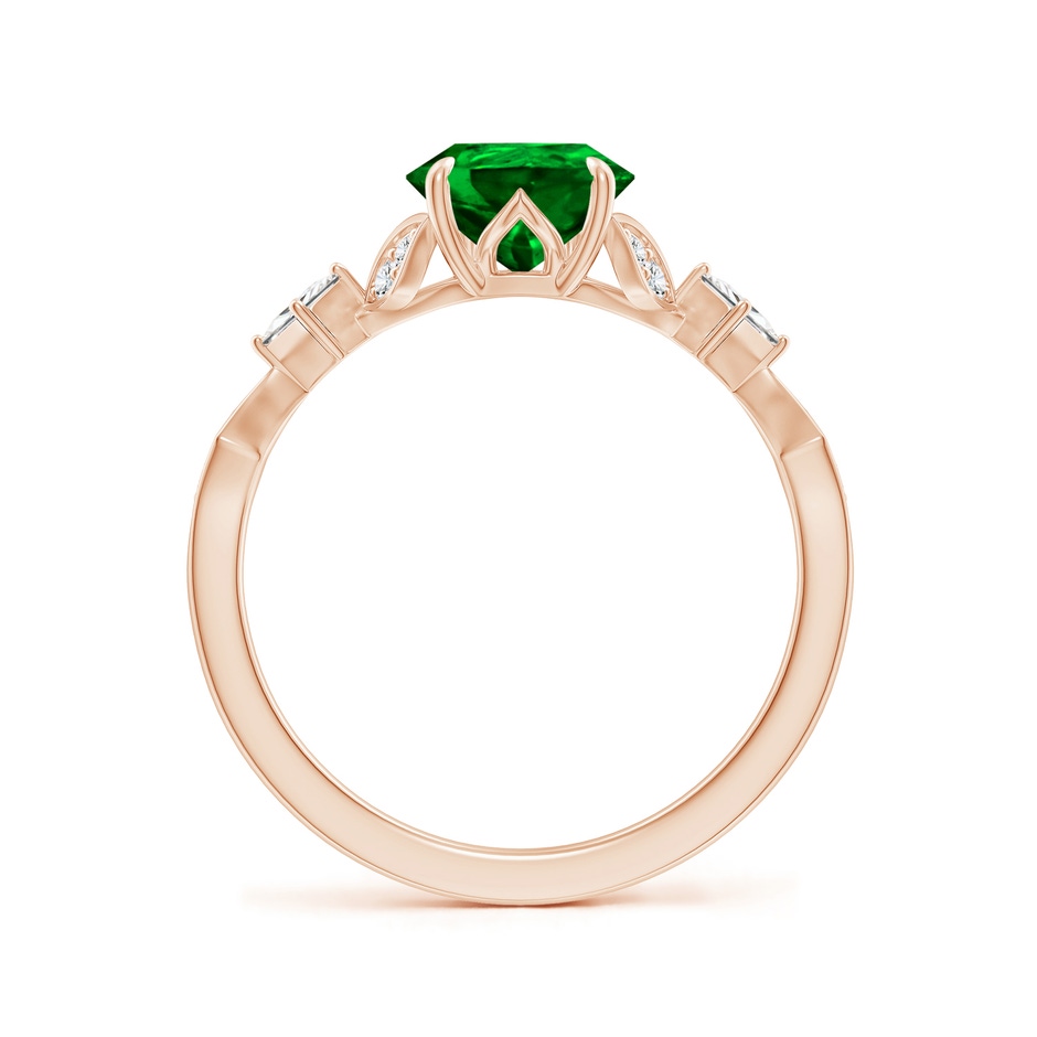 9x7mm AAAA Vintage Style Pear Emerald Engagement Ring with Leaf Motifs in Rose Gold side 199