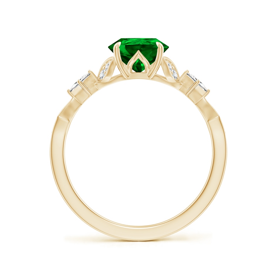 9x7mm AAAA Vintage Style Pear Emerald Engagement Ring with Leaf Motifs in Yellow Gold side 199