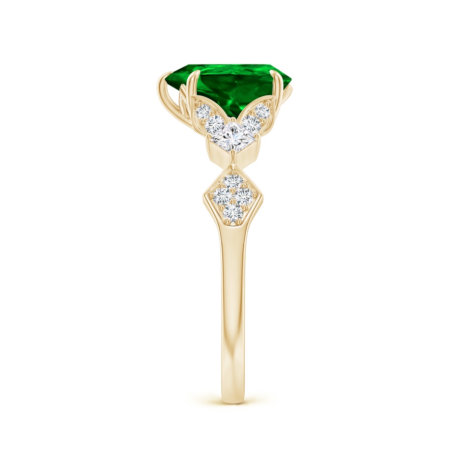 9x7mm AAAA Vintage Style Pear Emerald Engagement Ring with Leaf Motifs in Yellow Gold side 299