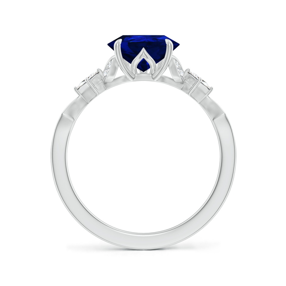 10x8mm Lab-Grown Vintage Style Pear Blue Sapphire Engagement Ring with Leaf Motifs in 18K White Gold side 199