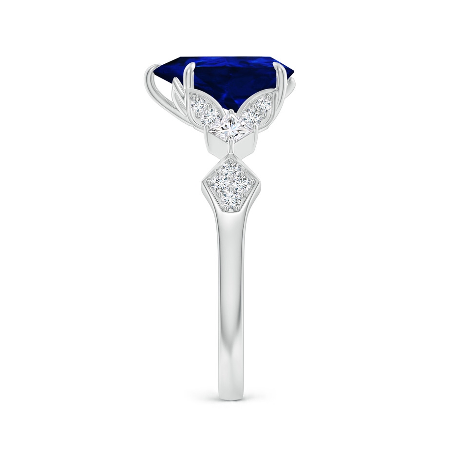 10x8mm Lab-Grown Vintage Style Pear Blue Sapphire Engagement Ring with Leaf Motifs in 18K White Gold side 299