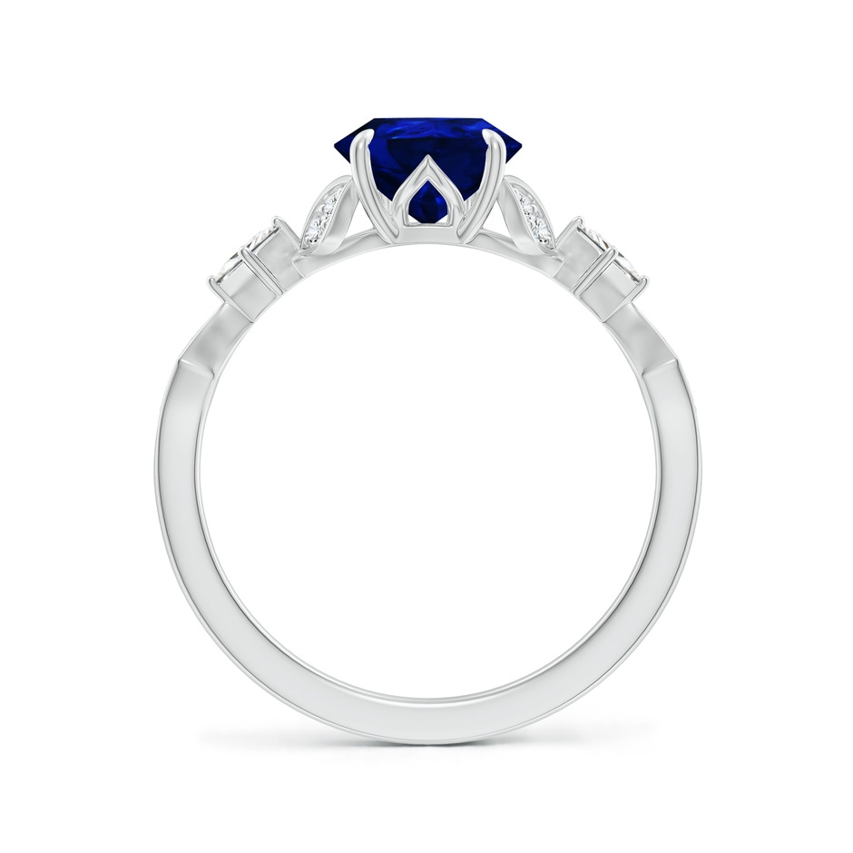 9x7mm Lab-Grown Vintage Style Pear Blue Sapphire Engagement Ring with Leaf Motifs in White Gold side 199