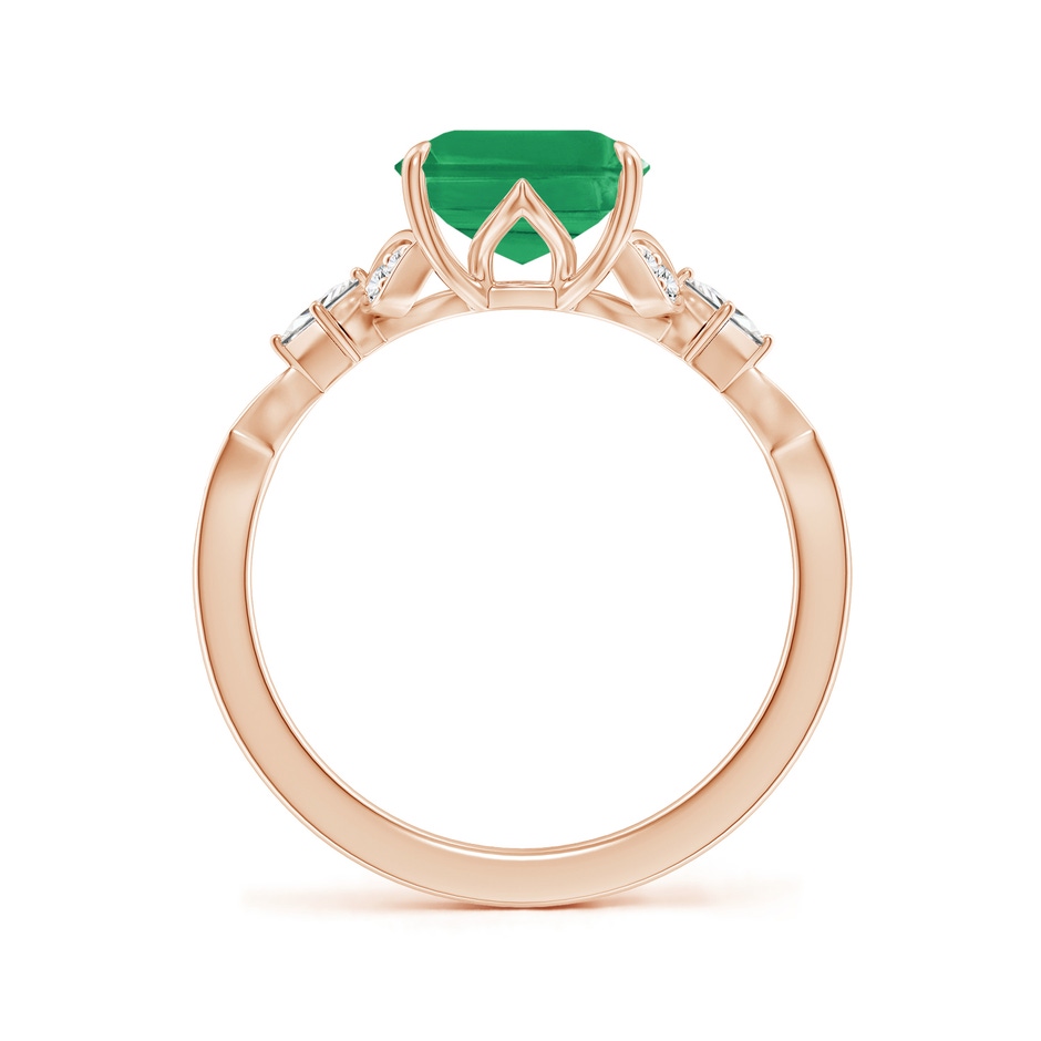 10x8mm A Vintage Style Emerald-Cut Emerald Engagement Ring with Leaf Motifs in Rose Gold side 199