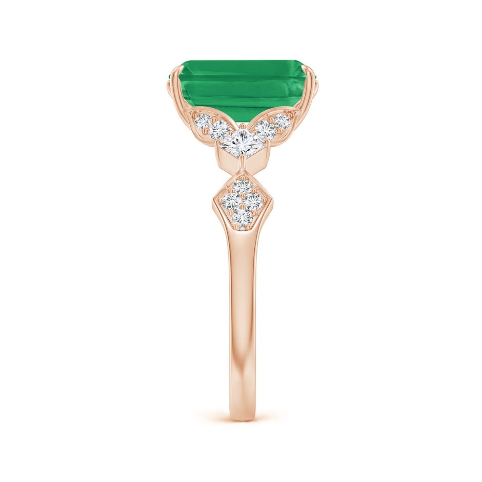 10x8mm A Vintage Style Emerald-Cut Emerald Engagement Ring with Leaf Motifs in Rose Gold side 299