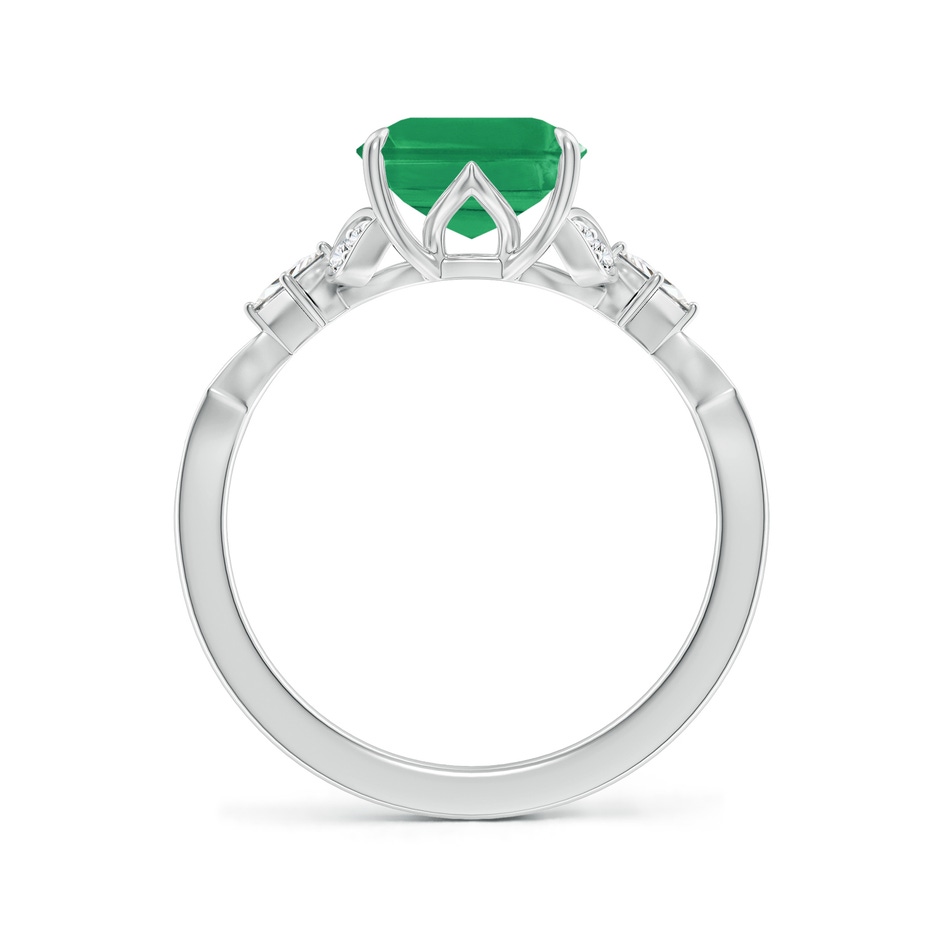 10x8mm A Vintage Style Emerald-Cut Emerald Engagement Ring with Leaf Motifs in White Gold side 199