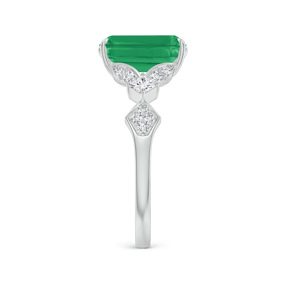 10x8mm A Vintage Style Emerald-Cut Emerald Engagement Ring with Leaf Motifs in White Gold side 299