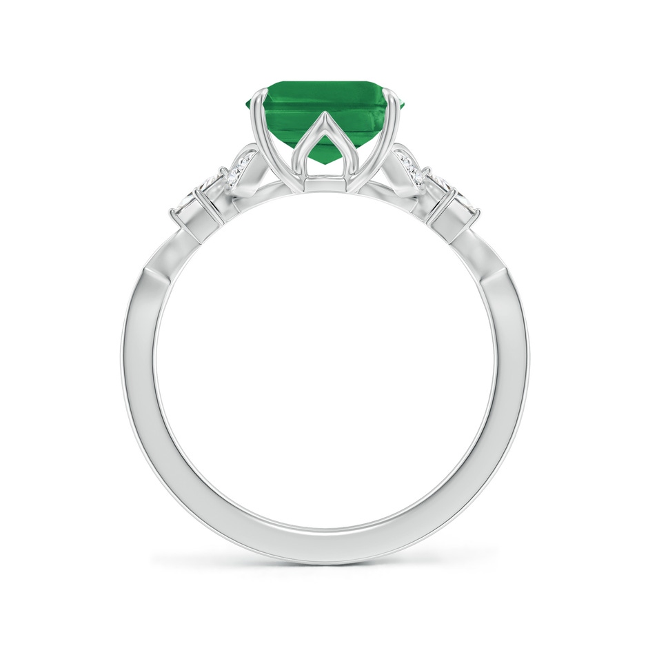 10x8mm AA Vintage Style Emerald-Cut Emerald Engagement Ring with Leaf Motifs in White Gold side 199