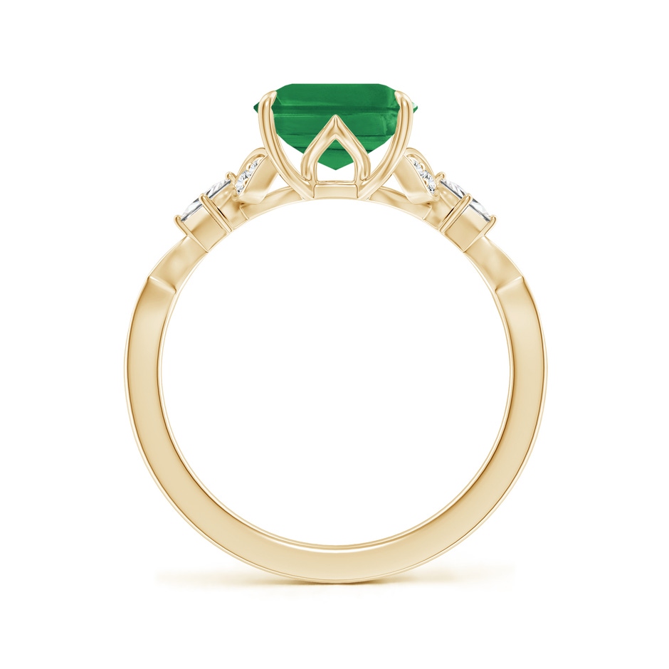 10x8mm AA Vintage Style Emerald-Cut Emerald Engagement Ring with Leaf Motifs in Yellow Gold side 199