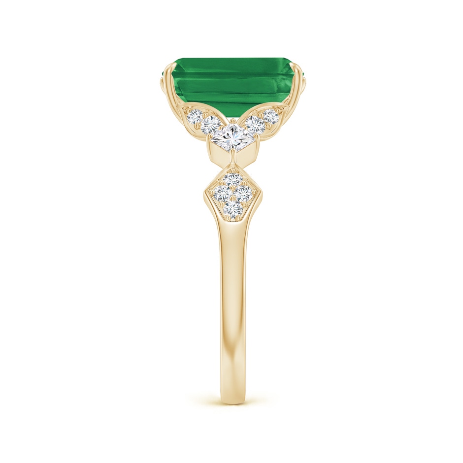 10x8mm AA Vintage Style Emerald-Cut Emerald Engagement Ring with Leaf Motifs in Yellow Gold side 299
