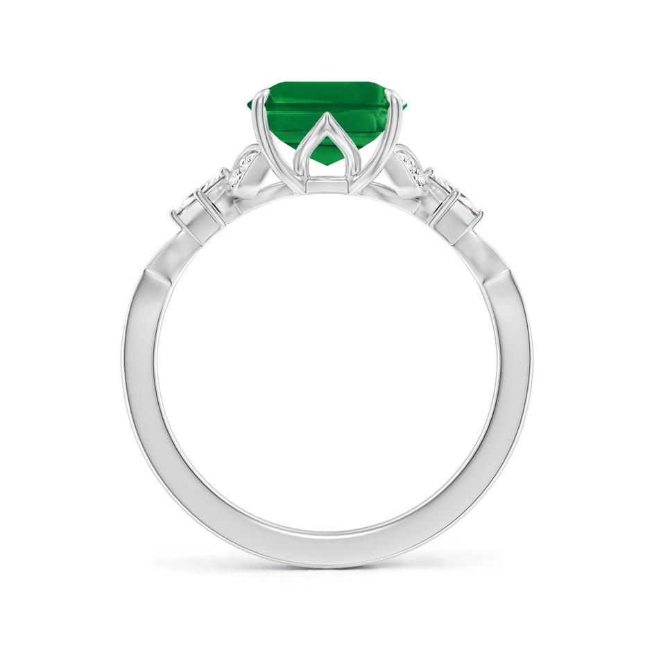 10x8mm AAA Vintage Style Emerald-Cut Emerald Engagement Ring with Leaf Motifs in White Gold side 199