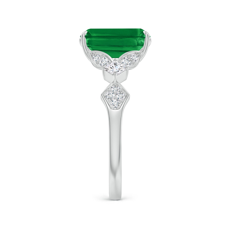 10x8mm AAA Vintage Style Emerald-Cut Emerald Engagement Ring with Leaf Motifs in White Gold side 299