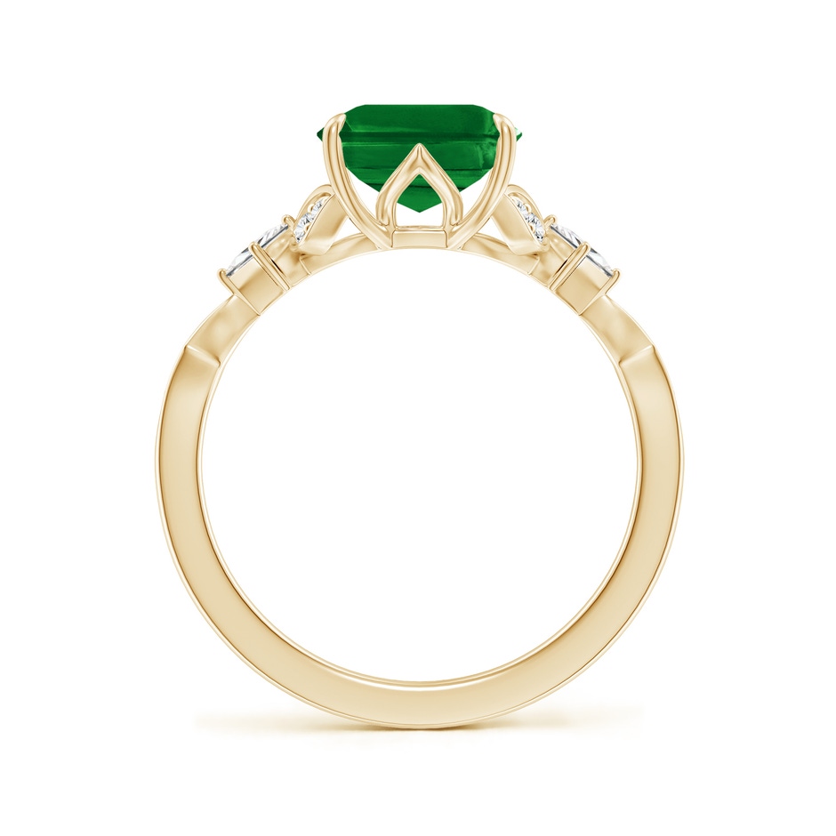 10x8mm AAAA Vintage Style Emerald-Cut Emerald Engagement Ring with Leaf Motifs in Yellow Gold side 199