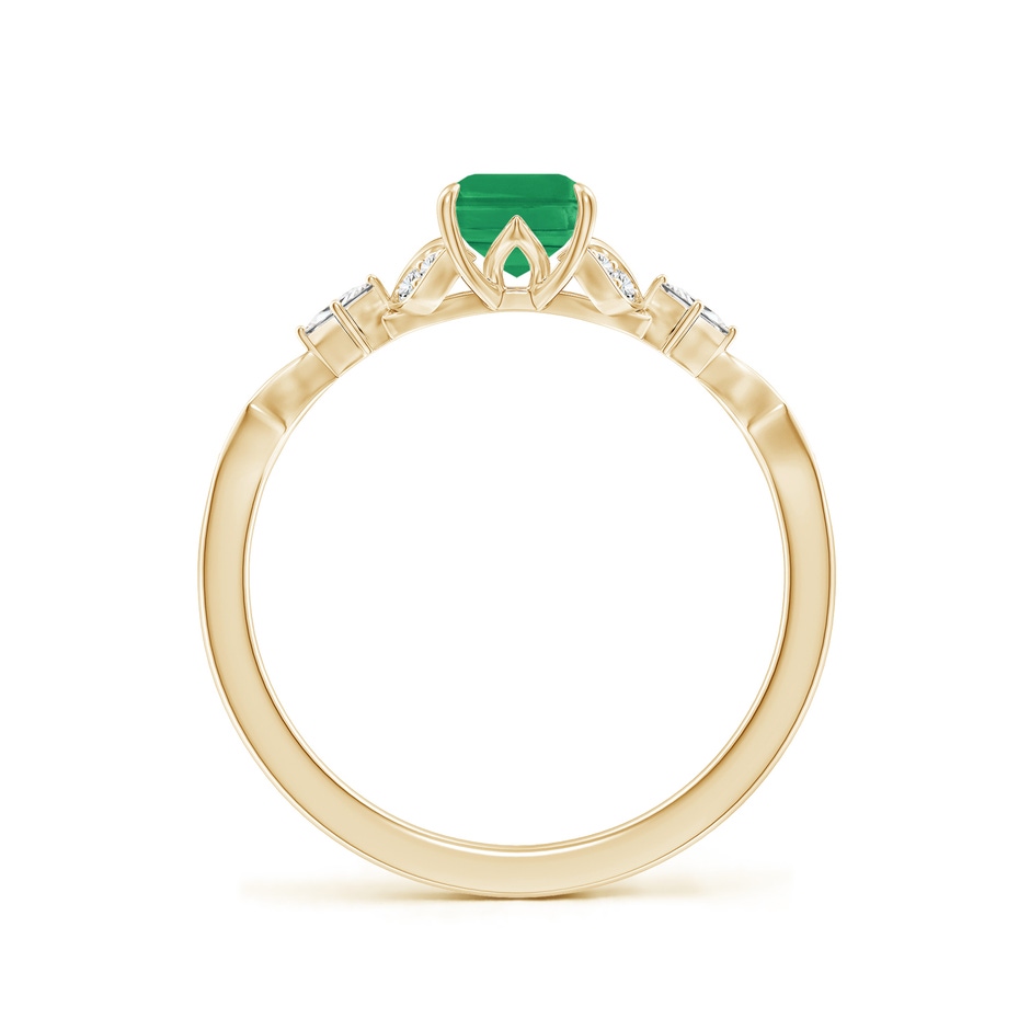 7x5mm A Vintage Style Emerald-Cut Emerald Engagement Ring with Leaf Motifs in 18K Yellow Gold side 199