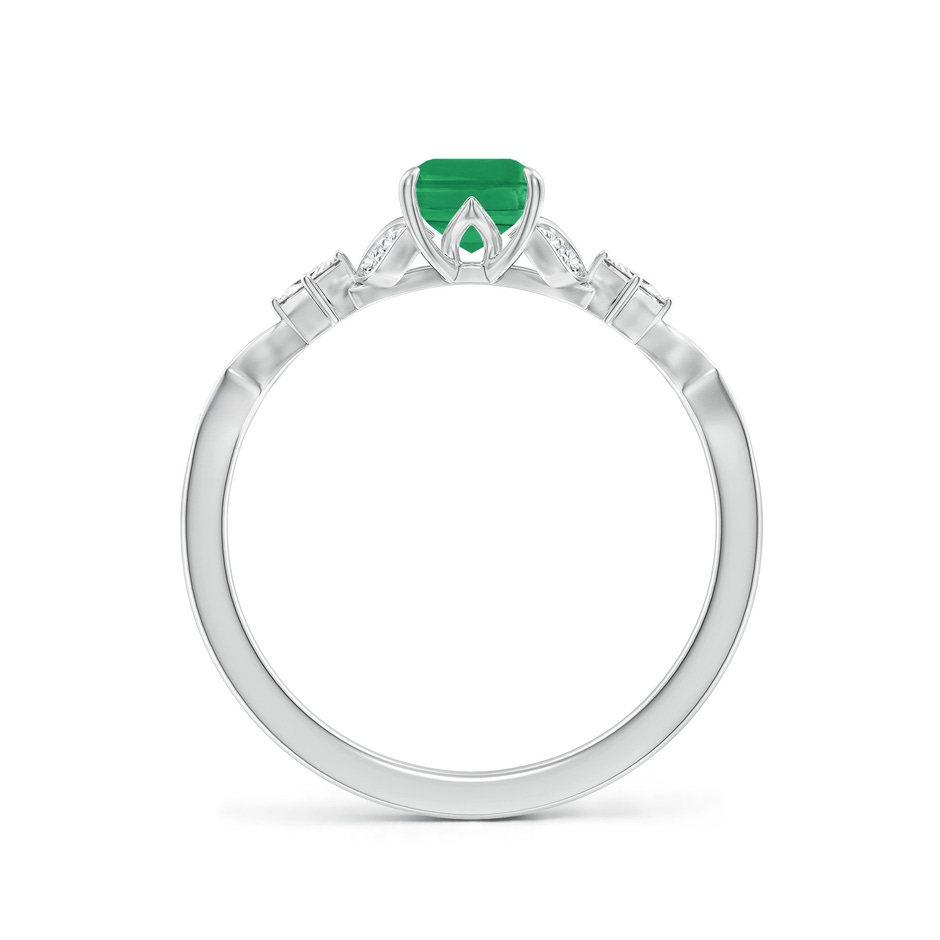 7x5mm A Vintage Style Emerald-Cut Emerald Engagement Ring with Leaf Motifs in White Gold side 199