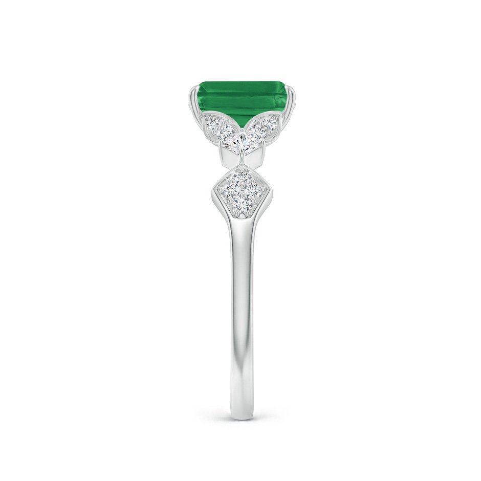 7x5mm AA Vintage Style Emerald-Cut Emerald Engagement Ring with Leaf Motifs in White Gold side 299