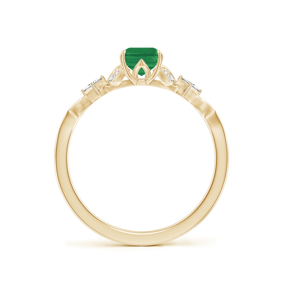7x5mm AA Vintage Style Emerald-Cut Emerald Engagement Ring with Leaf Motifs in Yellow Gold side 199