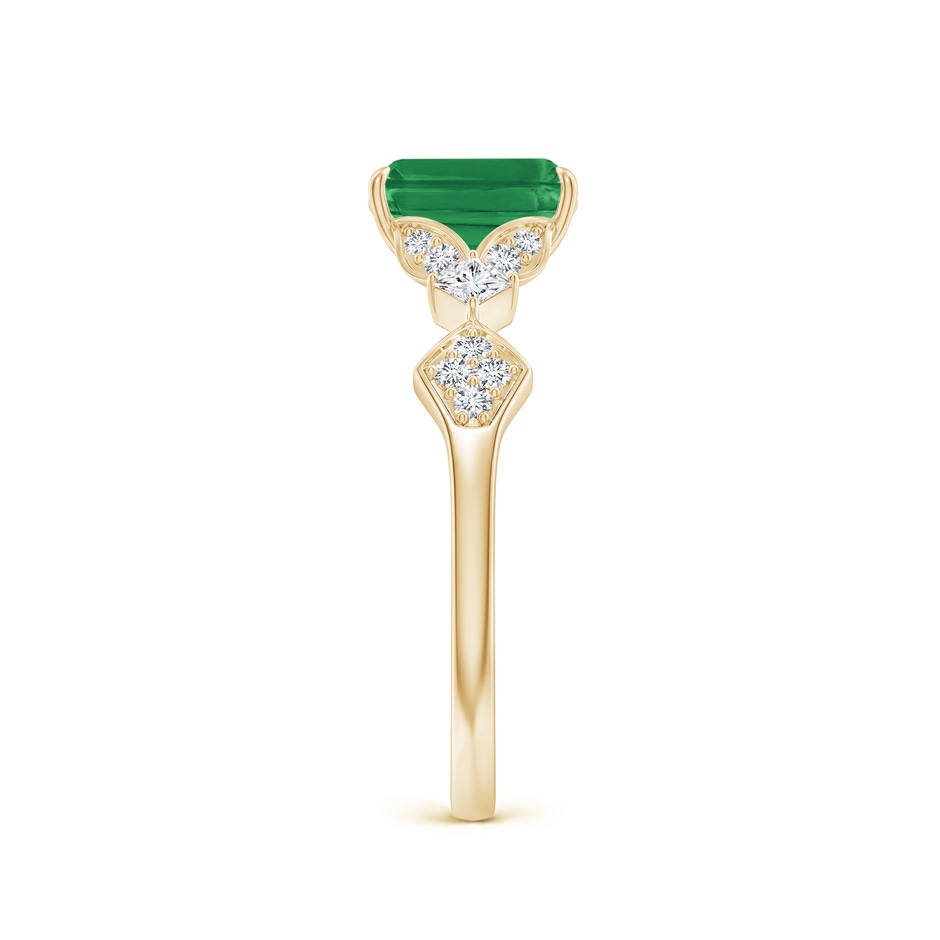 7x5mm AA Vintage Style Emerald-Cut Emerald Engagement Ring with Leaf Motifs in Yellow Gold side 299