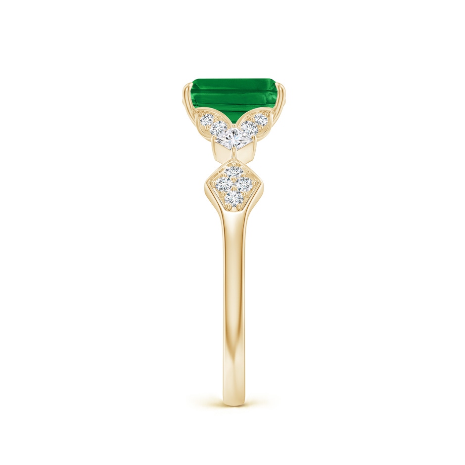7x5mm AAA Vintage Style Emerald-Cut Emerald Engagement Ring with Leaf Motifs in Yellow Gold side 299