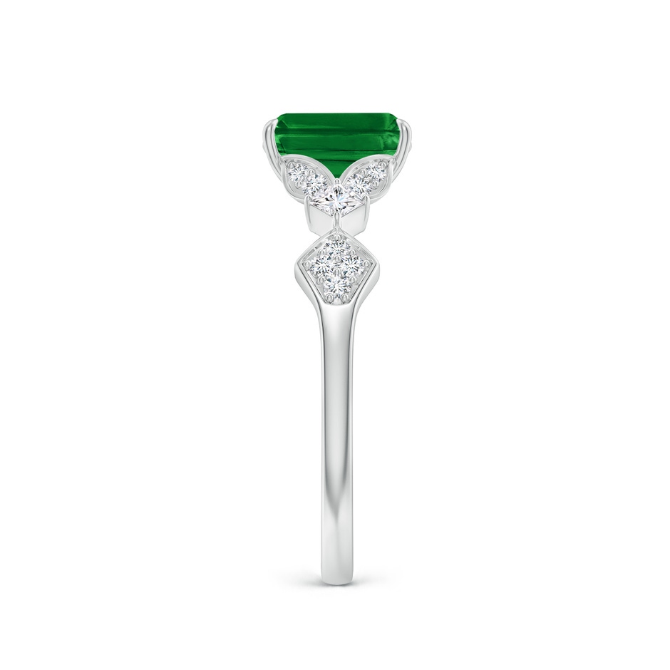7x5mm AAAA Vintage Style Emerald-Cut Emerald Engagement Ring with Leaf Motifs in P950 Platinum side 299