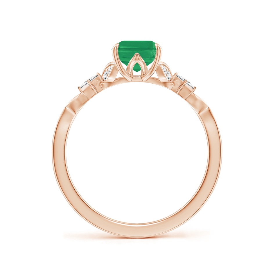 8x6mm A Vintage Style Emerald-Cut Emerald Engagement Ring with Leaf Motifs in Rose Gold side 199