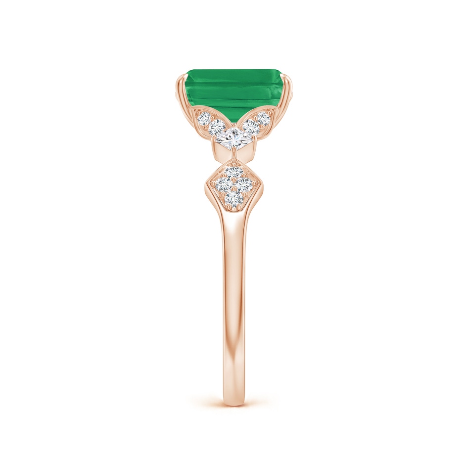 8x6mm A Vintage Style Emerald-Cut Emerald Engagement Ring with Leaf Motifs in Rose Gold side 299