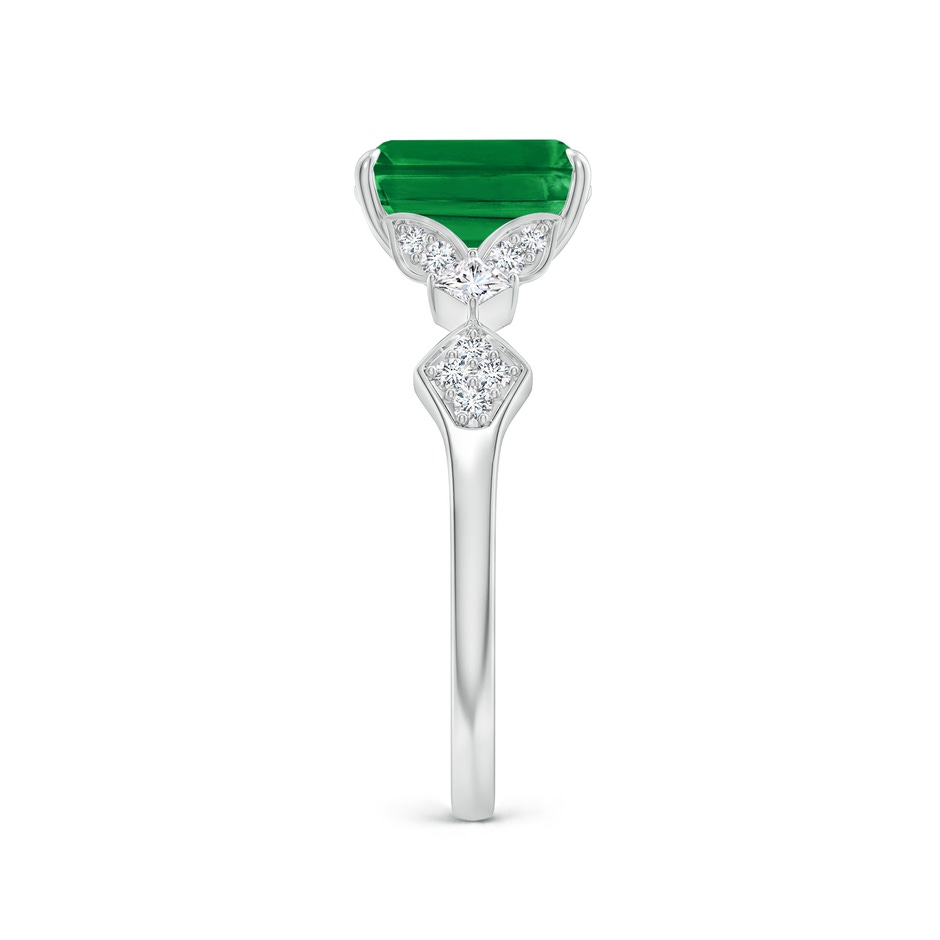 8x6mm AAA Vintage Style Emerald-Cut Emerald Engagement Ring with Leaf Motifs in White Gold side 299