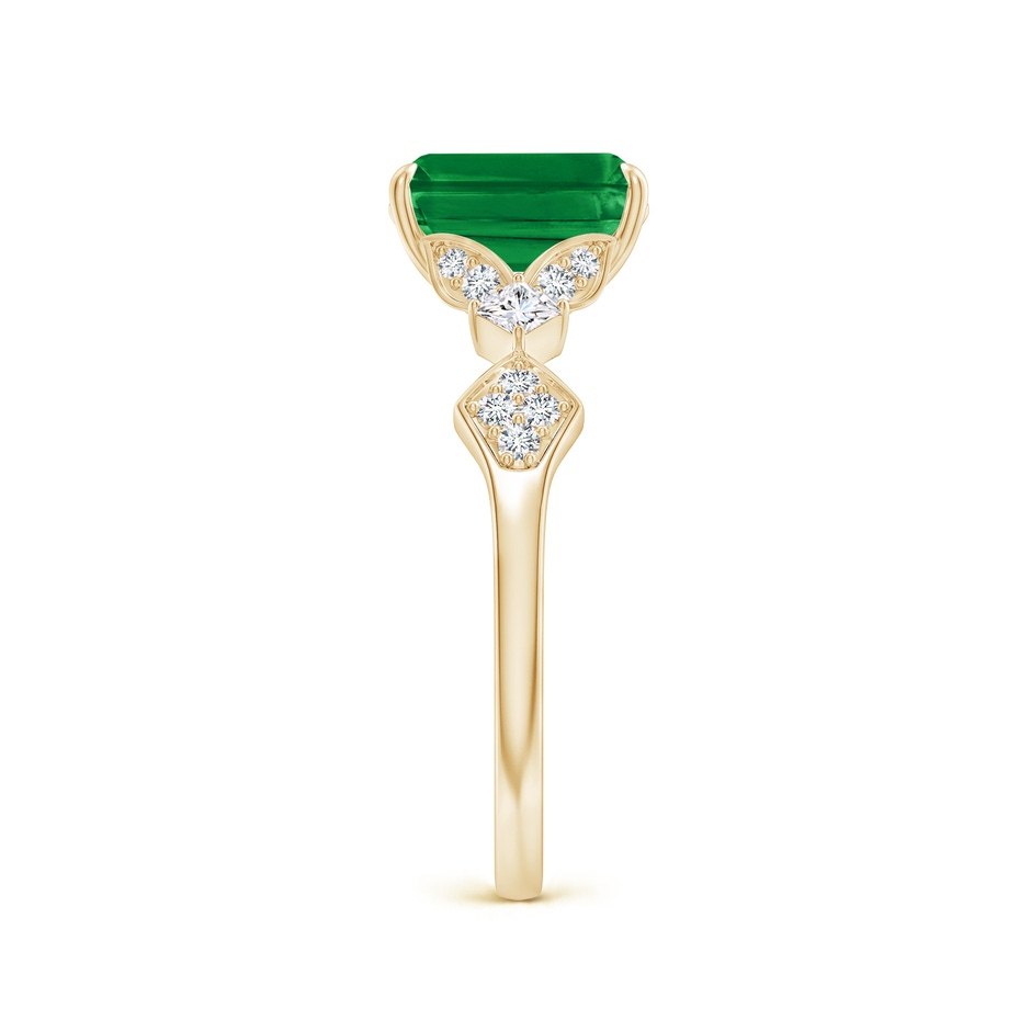 8x6mm AAA Vintage Style Emerald-Cut Emerald Engagement Ring with Leaf Motifs in Yellow Gold side 299