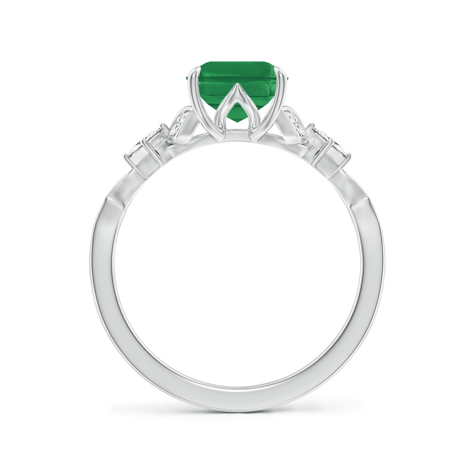 9x7mm AA Vintage Style Emerald-Cut Emerald Engagement Ring with Leaf Motifs in White Gold side 199