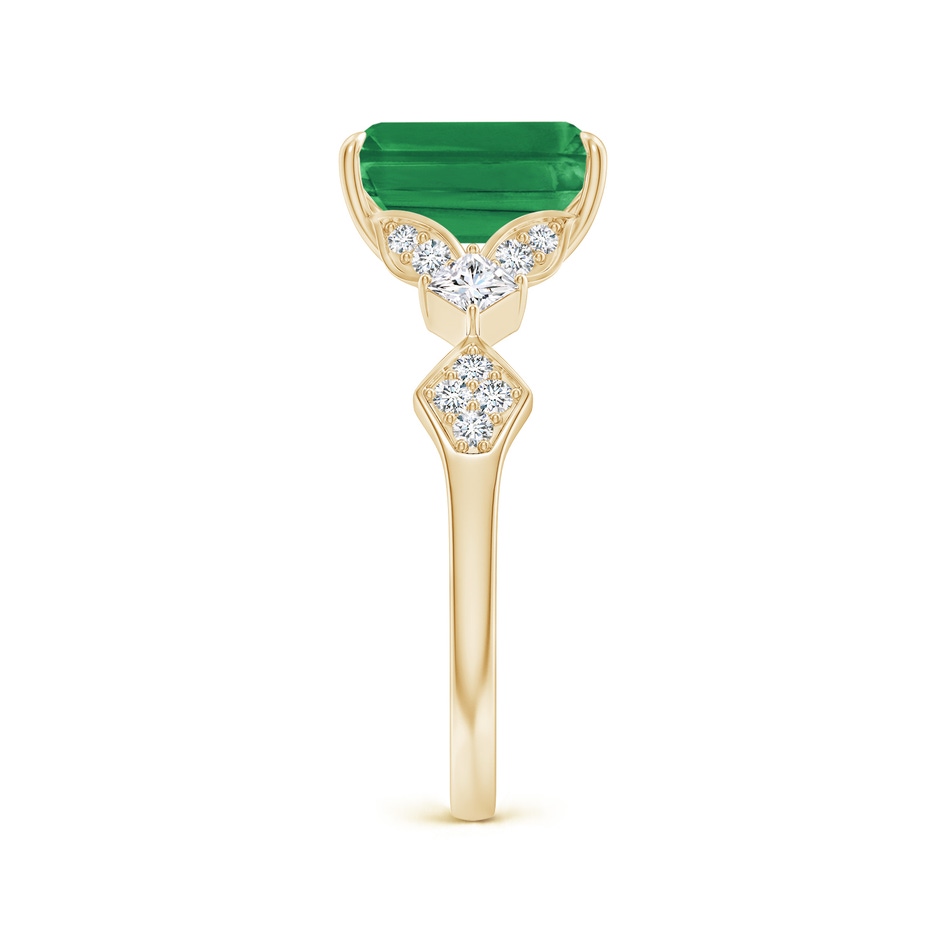 9x7mm AA Vintage Style Emerald-Cut Emerald Engagement Ring with Leaf Motifs in Yellow Gold side 299