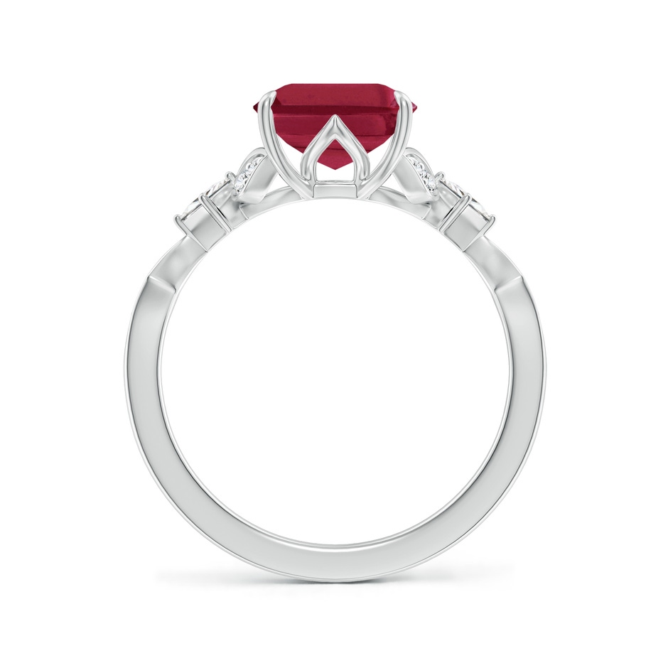 10x8mm A Vintage Style Emerald-Cut Ruby Engagement Ring with Leaf Motifs in 18K White Gold side 199