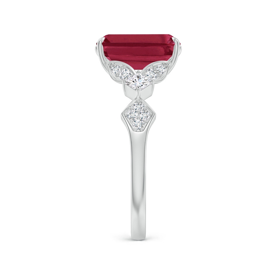 10x8mm A Vintage Style Emerald-Cut Ruby Engagement Ring with Leaf Motifs in 18K White Gold side 299