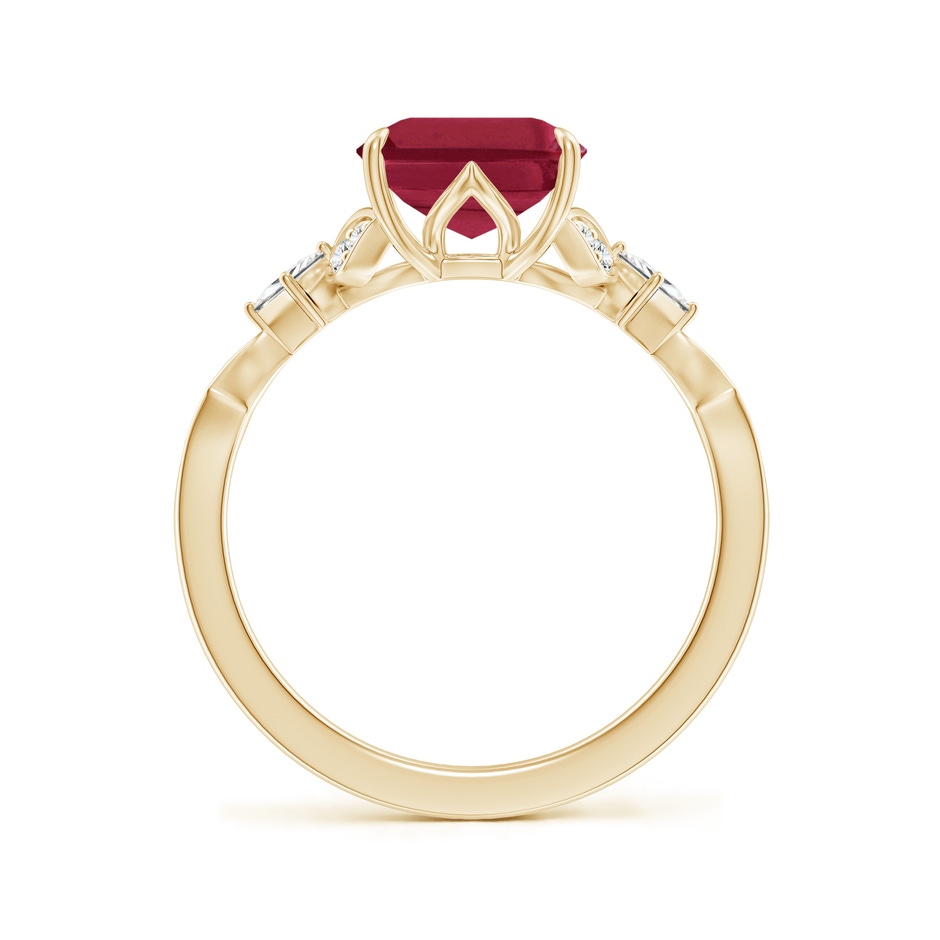 10x8mm A Vintage Style Emerald-Cut Ruby Engagement Ring with Leaf Motifs in Yellow Gold side 199