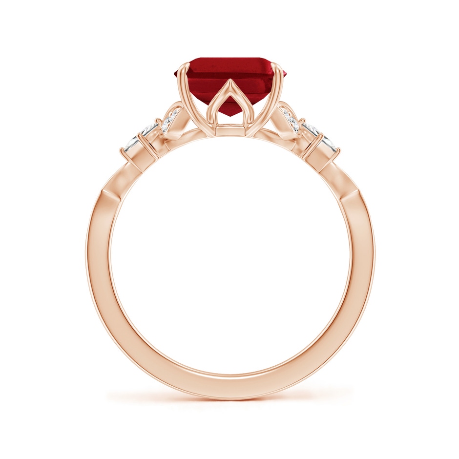 10x8mm AAA Vintage Style Emerald-Cut Ruby Engagement Ring with Leaf Motifs in 18K Rose Gold side 199