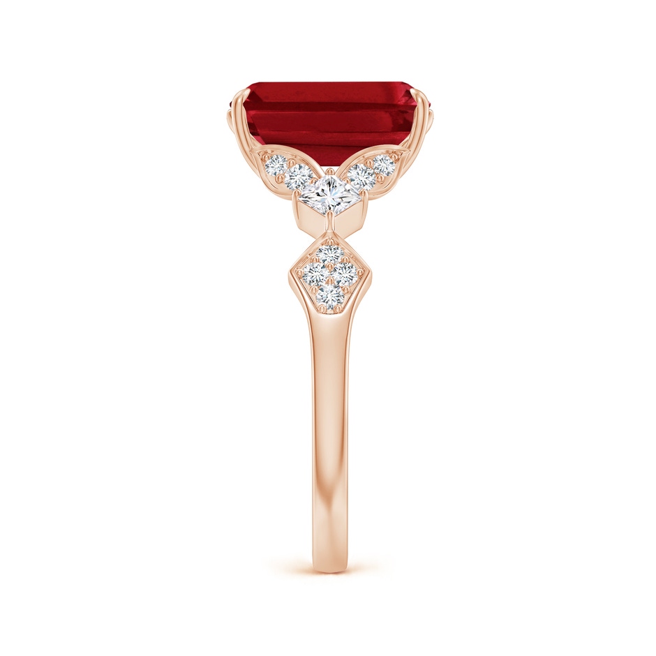 10x8mm AAA Vintage Style Emerald-Cut Ruby Engagement Ring with Leaf Motifs in 18K Rose Gold side 299