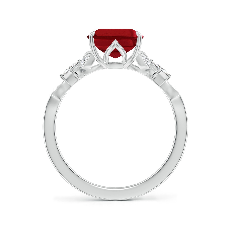 10x8mm AAA Vintage Style Emerald-Cut Ruby Engagement Ring with Leaf Motifs in P950 Platinum side 199