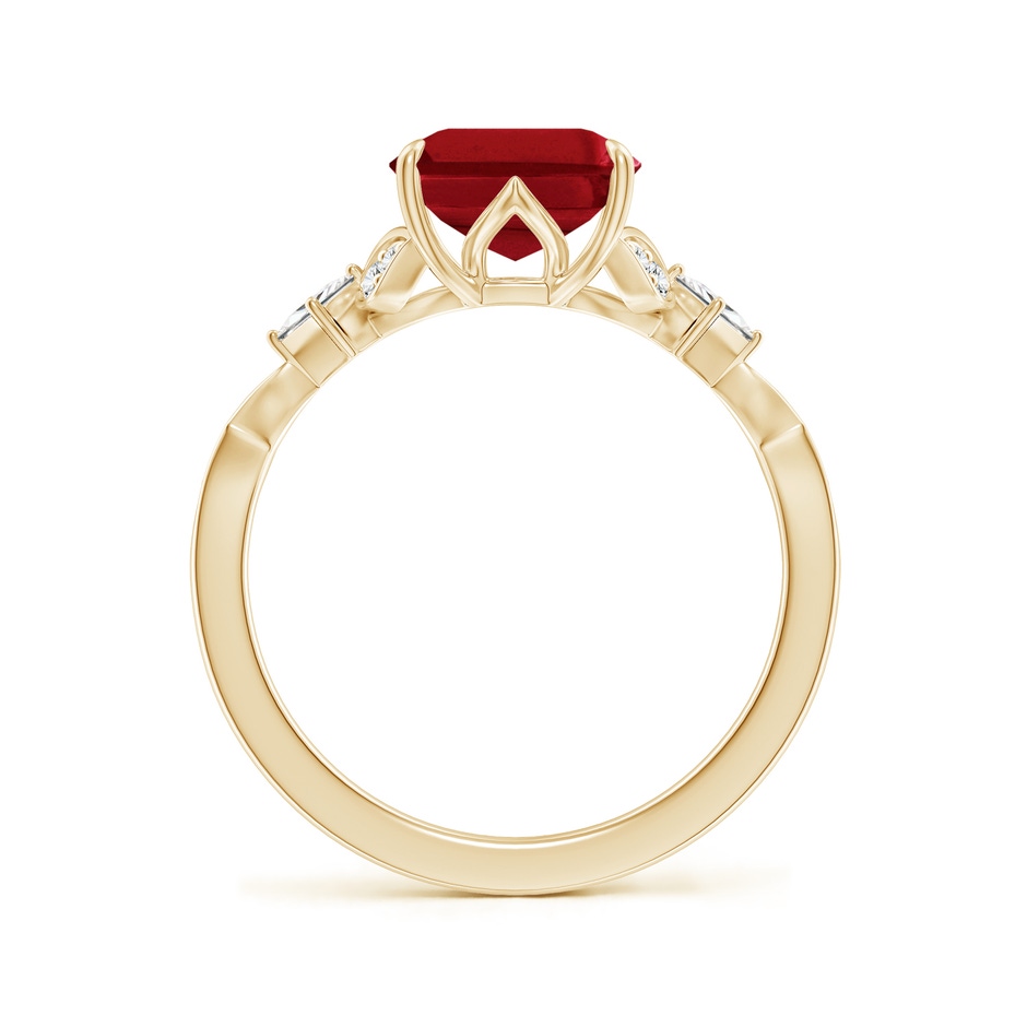 10x8mm AAA Vintage Style Emerald-Cut Ruby Engagement Ring with Leaf Motifs in Yellow Gold side 199