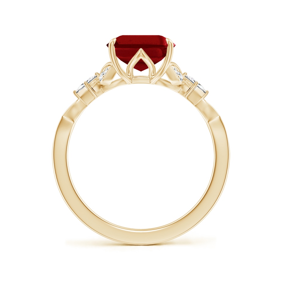 10x8mm AAAA Vintage Style Emerald-Cut Ruby Engagement Ring with Leaf Motifs in Yellow Gold side 199