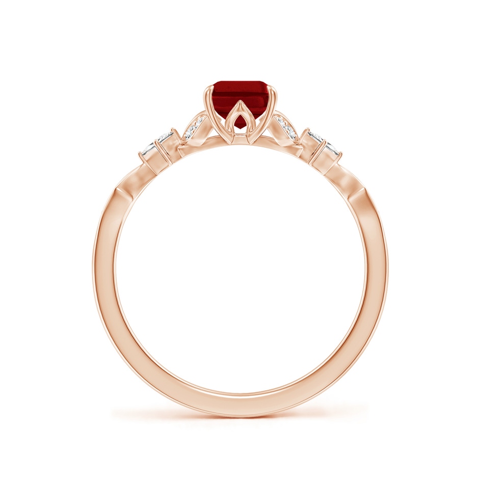 7x5mm AAAA Vintage Style Emerald-Cut Ruby Engagement Ring with Leaf Motifs in Rose Gold side 199